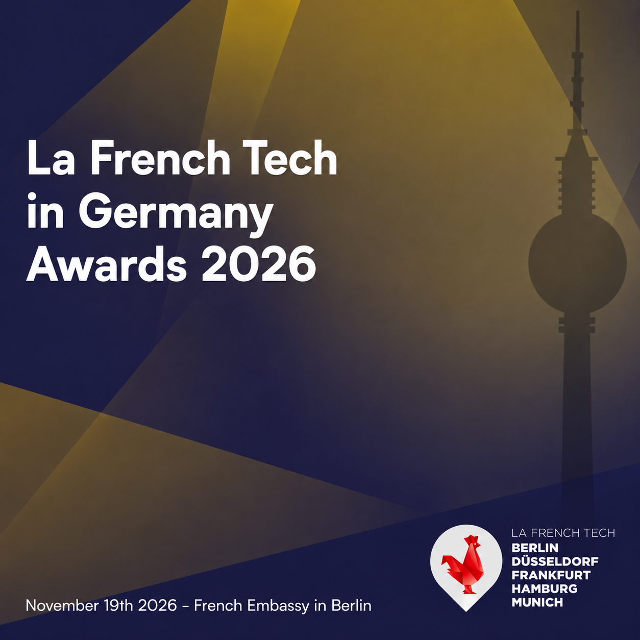 Example of a customisable La French Tech in Germany Awards 2026 participation visual